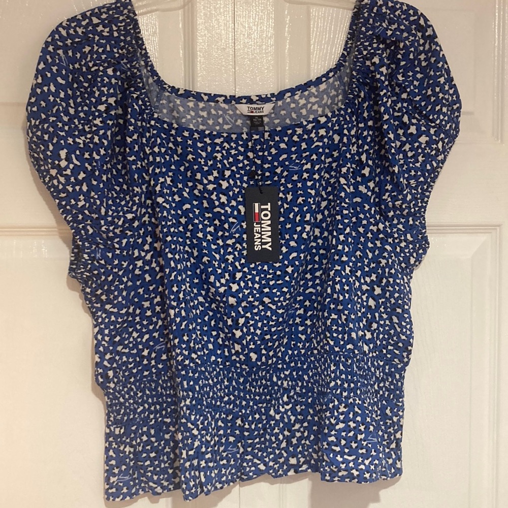 Tommy Jean Print Smock Waist Top